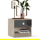 Noptiera LINEA 1 sertar, Oak, Negru Gloss