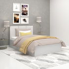 Pat copii tapitat SERENA 90cm, cu suport saltea fix, piele eco Alb