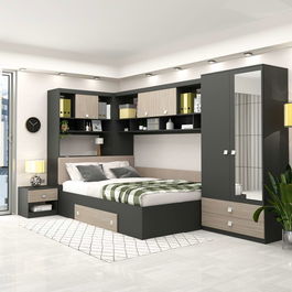 Dormitor colt ALESSIO, configuratia ALE3, Antracit, Oak