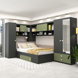 Dormitor colt ALESSIO, configuratia ALE4, Antracit, Pesto