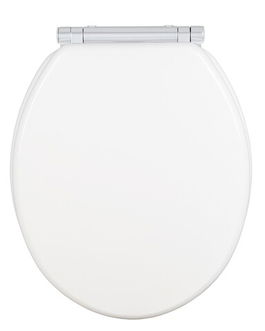 Capac de toaleta cu sistem automat de coborare, Wenko, Easy-Close Morra, 35 x 42 cm, mdf, alb lucios