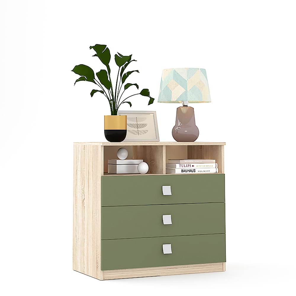 Comoda LINEA 3 sertare, Sonoma, Pesto
