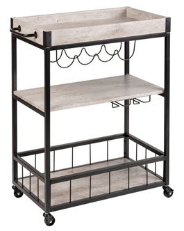 Carucior pentru bucatarie, Wenko, Rustico, 80 x 89.5 x 40 cm, metal/mdf, negru/gri
