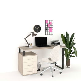 Birou STUDIO 2, cu Casetiera 3 sertare, Oak, Vizon