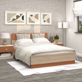 Pat matrimonial LINEA, cu suport fix inclus, Sonoma, Ginger
