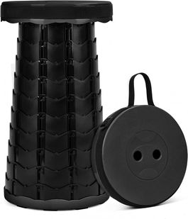 Taburet pliabil telescopic Ekkong, polipropilena, negru, 24,5 x 45 cm