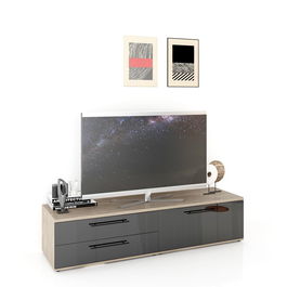 Comoda TV CUBO B180 Clasic, Oak, Negru Gloss