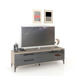 Comoda TV CUBO B180 Italian, Oak, Negru Gloss
