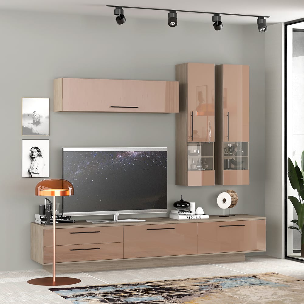 Living CUBO A270 Modern, Oak, Cappuccino Gloss