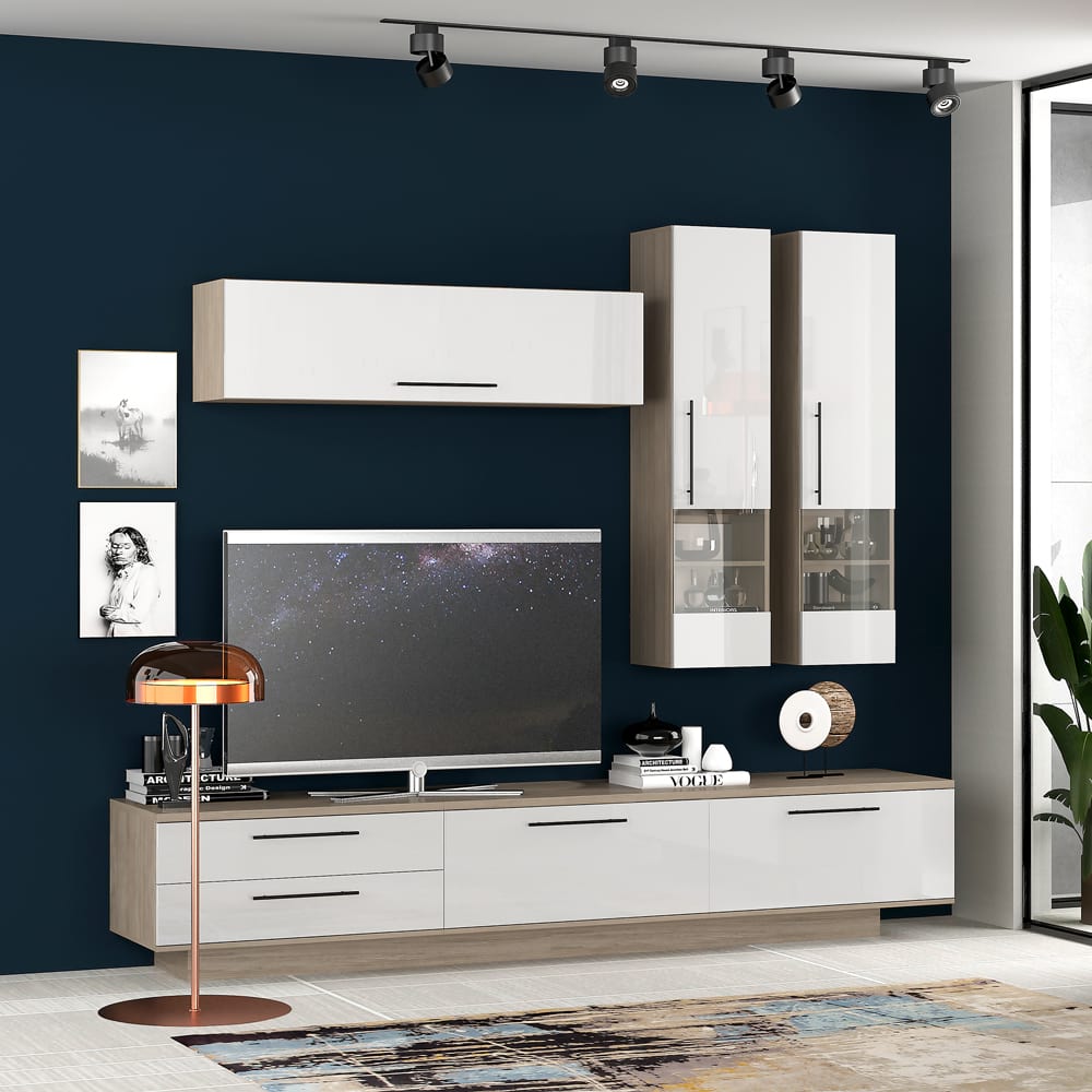 Living CUBO A270 Modern, Oak, Alb Gloss