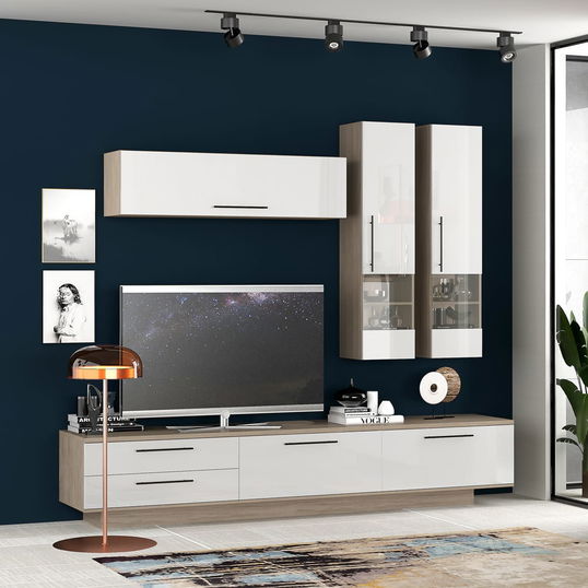 Living CUBO A270 Modern, Oak, Alb Gloss