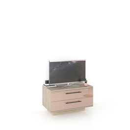 Comoda TV CUBO B90 Modern, 2 sertare, Oak, Cappuccino Gloss