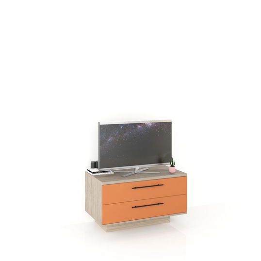 Comoda TV CUBO B90 Modern, 2 sertare, Oak, Ginger