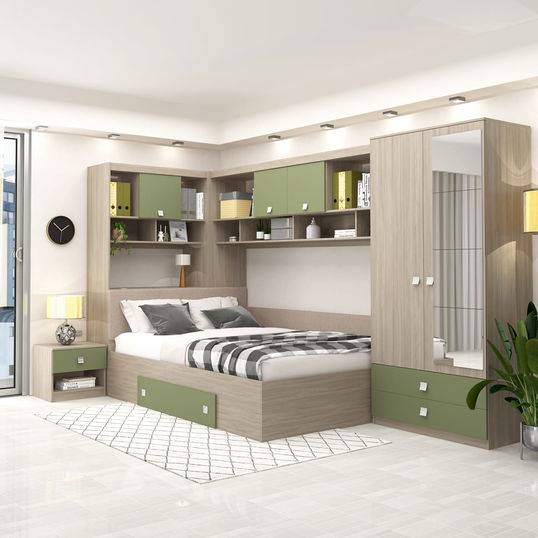 Dormitor colt ALESSIO, configuratia ALE3, Oak, Pesto
