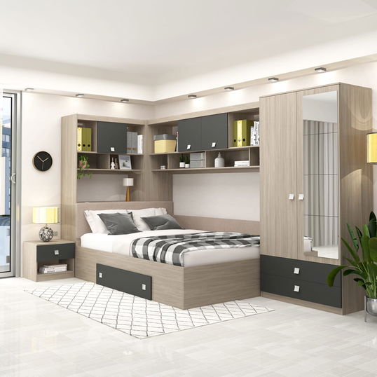 Dormitor colt ALESSIO, configuratia ALE3, Oak, Antracit