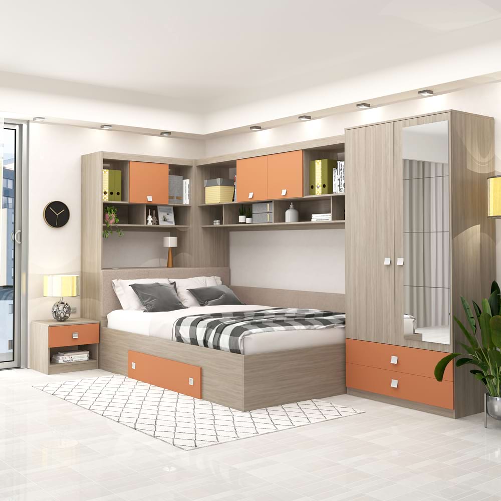 Dormitor colt ALESSIO, configuratia ALE3, Oak, Ginger