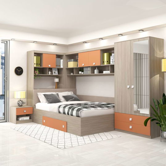 Dormitor colt ALESSIO, configuratia ALE3, Oak, Ginger