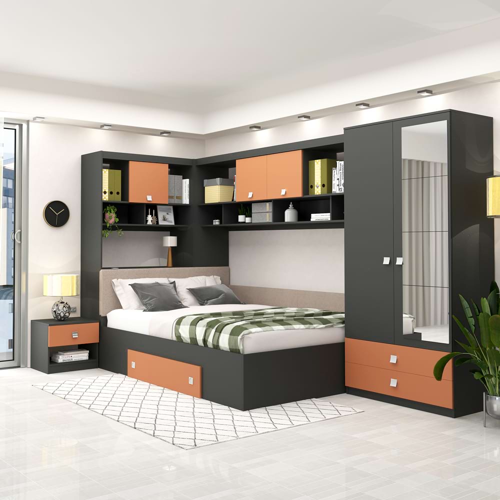 Dormitor colt ALESSIO, configuratia ALE3, Antracit, Ginger