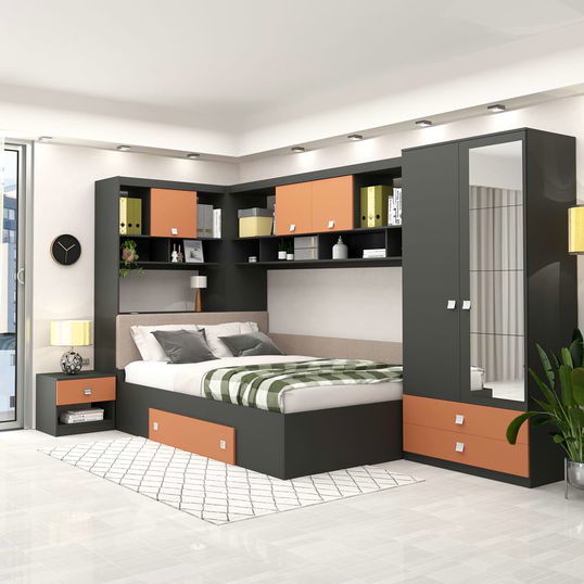Dormitor colt ALESSIO, configuratia ALE3, Antracit, Ginger