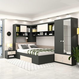 Dormitor colt ALESSIO, configuratia ALE3, Antracit, Vizon
