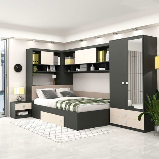 Dormitor colt ALESSIO, configuratia ALE3, Antracit, Vizon