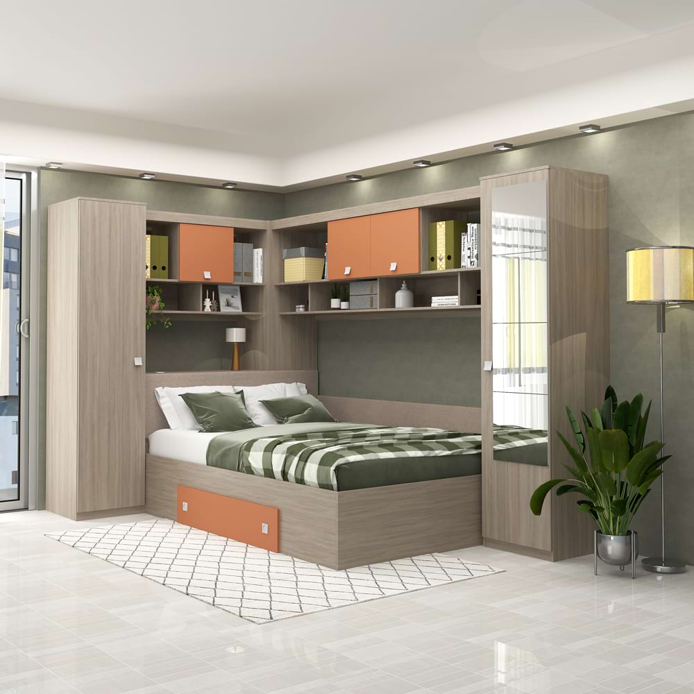 Dormitor colt ALESSIO, configuratia ALE2, Oak, Ginger