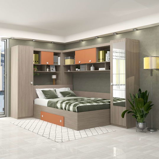 Dormitor colt ALESSIO, configuratia ALE2, Oak, Ginger
