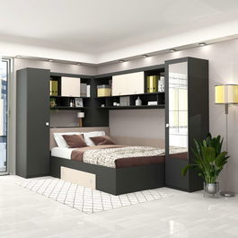 Dormitor colt ALESSIO, configuratia ALE2, Antracit, Vizon