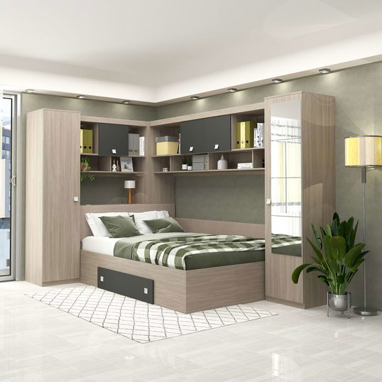 Dormitor colt ALESSIO, configuratia ALE2, Oak, Antracit