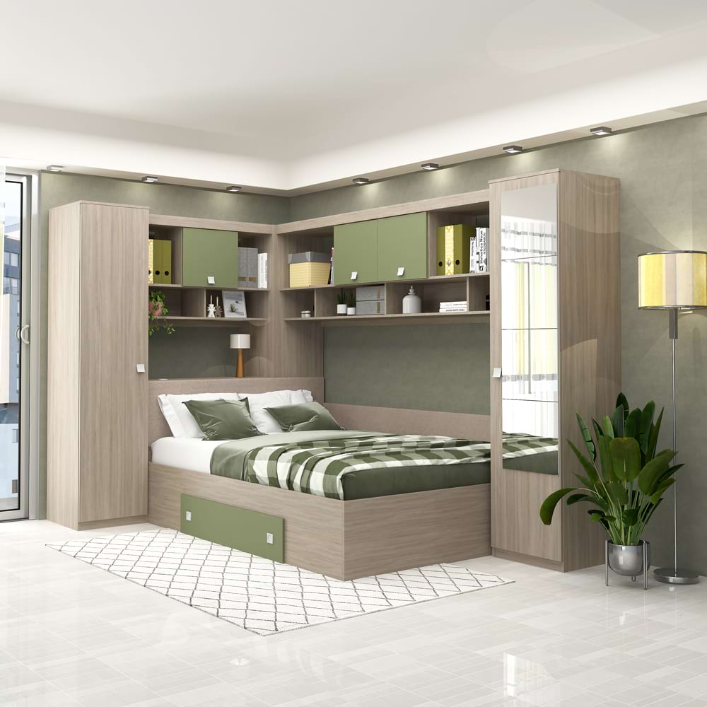 Dormitor colt ALESSIO, configuratia ALE2, Oak, Pesto