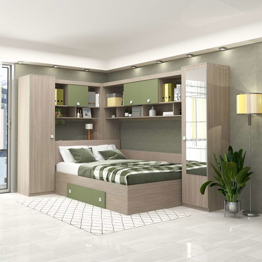 Dormitor colt ALESSIO, configuratia ALE2, Oak, Pesto