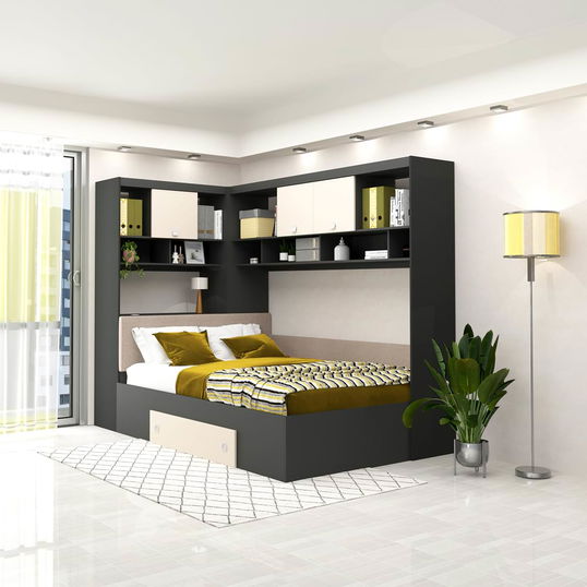 Dormitor colt ALESSIO, configuratia ALE1, Antracit, Vizon