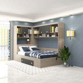 Dormitor colt ALESSIO, configuratia ALE1, Oak, Antracit