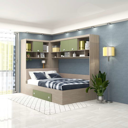 Dormitor colt ALESSIO, configuratia ALE1, Oak, Pesto