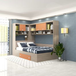 Dormitor colt ALESSIO, configuratia ALE1, Oak, Ginger