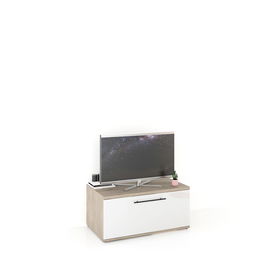 Comoda TV CUBO A90 Clasic, 1 usa, Oak, Alb Gloss
