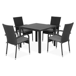 Set 4 scaune si masa, Encore Presley, aluminiu, negru/gri