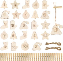 Calendar de advent FHzytg, lemn, natur, 72 piese