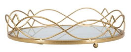 Tava pentru servire Glamy Circle, Mauro Ferretti, Ø 27.5X7 cm, fier, auriu