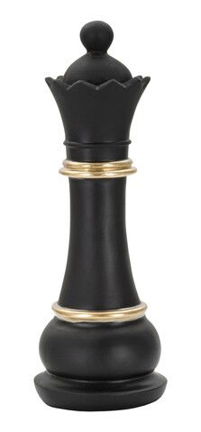 Decoratiune piesa sah, Mauro Ferretti, Queen, 9 x 25.5 cm, polirasina, negru/auriu