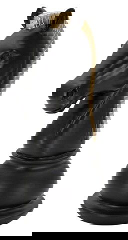 Decoratiune piesa sah, Mauro Ferretti, Horse, 10.5 x 8.5 x 19 cm, polirasina, negru/auriu
