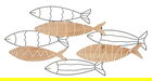 Decoratiune de perete, Mauro Ferretti, Fish, 60 x 2 x 30 cm, fier/mdf, negru/natur