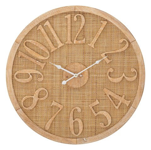 Ceas de perete, Mauro Ferretti, Boho, Ø 60 x 4.5 cm, mdf/rattan, natur/alb
