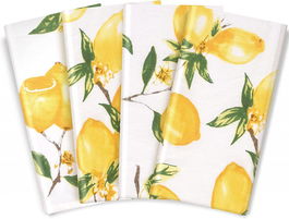 Set de 4 prosoape de masa reutilizabile Xing Ye, bumbac, alb/galben/verde, 43,5 x 43,5 cm