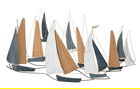 Decoratiune pentru perete, Mauro Ferretti, Dark Regata, 132 x 3.8 x 76.8 cm, fier/mdf, multicolor