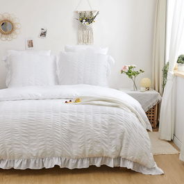 Lenjerie de pat MILDLY, textil, alb, 155 x 220 cm