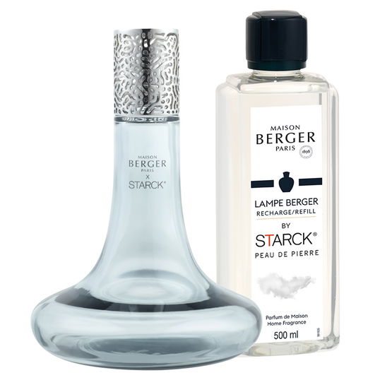 Set lampa catalitica Berger Starck Grise cu parfum Peau de Pierre