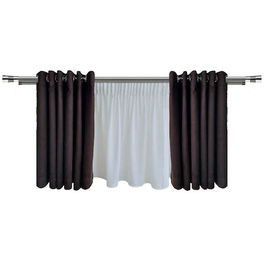 Set complet pentru fereastra Galerie Valeo 19/19 - inox + Perdea 1008-V03 crem + Draperie Kadife V13 - inele capse inox