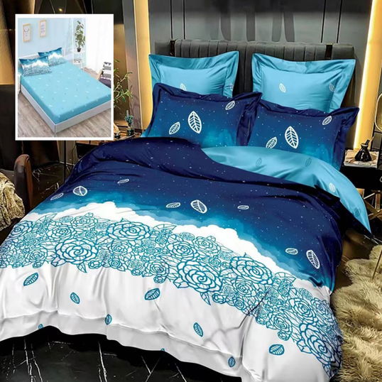 LENJERIE DE PAT FINET 6 PIESE CU HUSĂ UNIVERSALĂ PENTRU SALTEA DE 160x200 ȘI 180x200 (HF6P62)