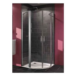 Cabina de dus Huppe X1B semirotunda 90cm cu usi batante si segment fix sticla clara 6mm si profile crom